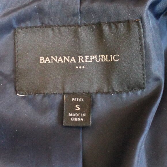 Banana Republic Factory Navy Blue Pea Coat, Petite Small - Picture 6 of 12